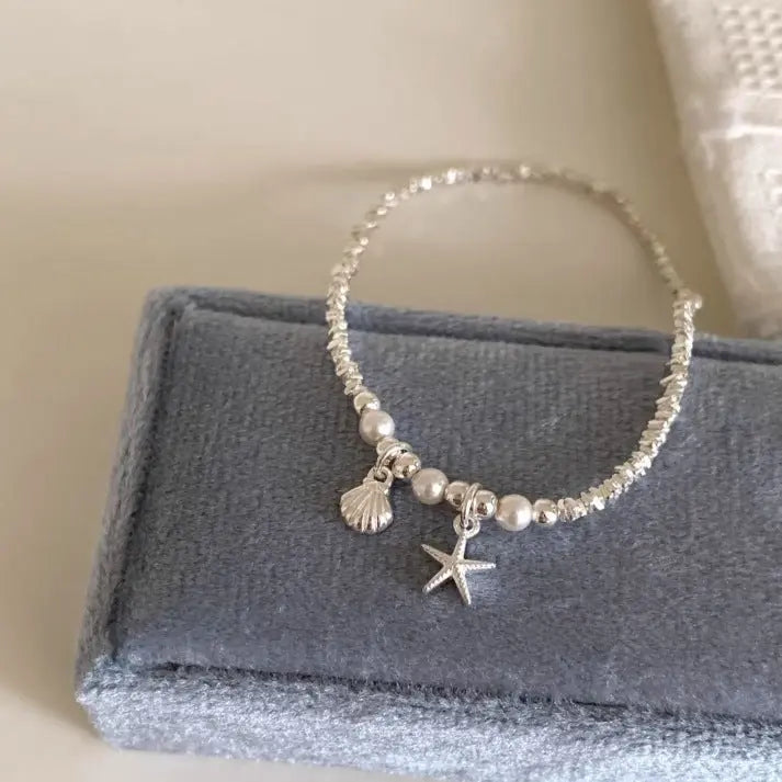 Mariselle Natural Pearl Bracelet Ocean Star & Shell Charm