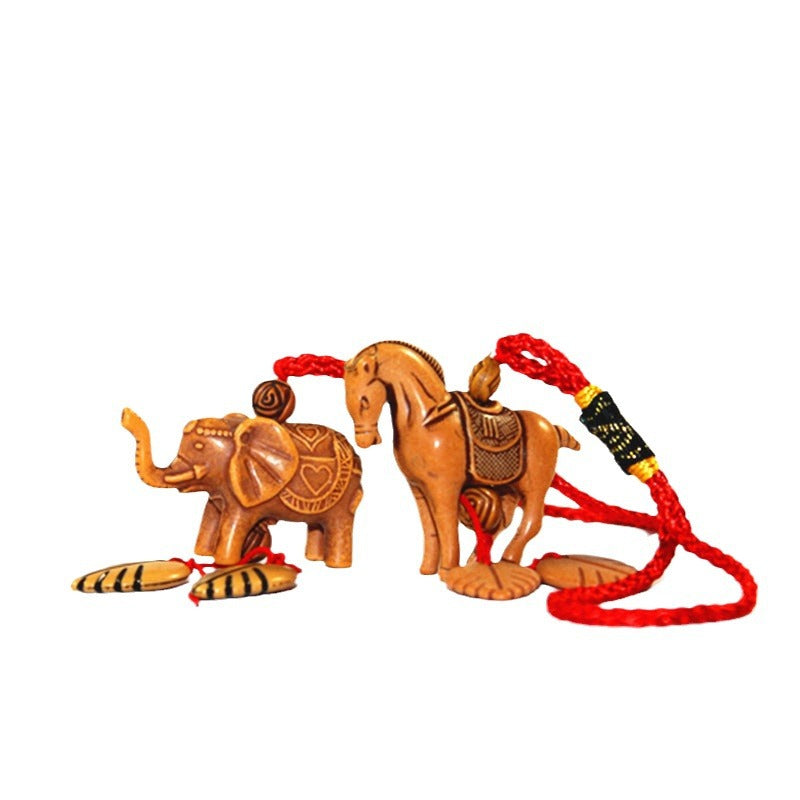 Three-dimensional Elephant Imitation Mahogany Mobile Phone Zodiac Keychain Pendant Camel Pendant Manufacturers Wholesale