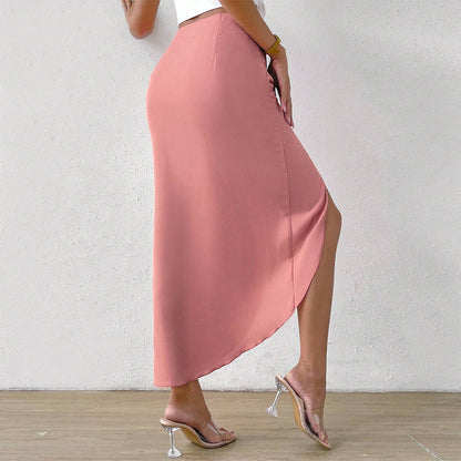 Cross-border Women&#039;s Clothing 2024 Autumn And Winter New Sexy Split Elegant Commuter Fashion European And American Pink Sheath Skirt