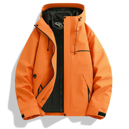 Graphene Outdoor Jacket For Men And Women, Three-in-one Windproof And Waterproof Hiking Hooded Mountaineering Jacket