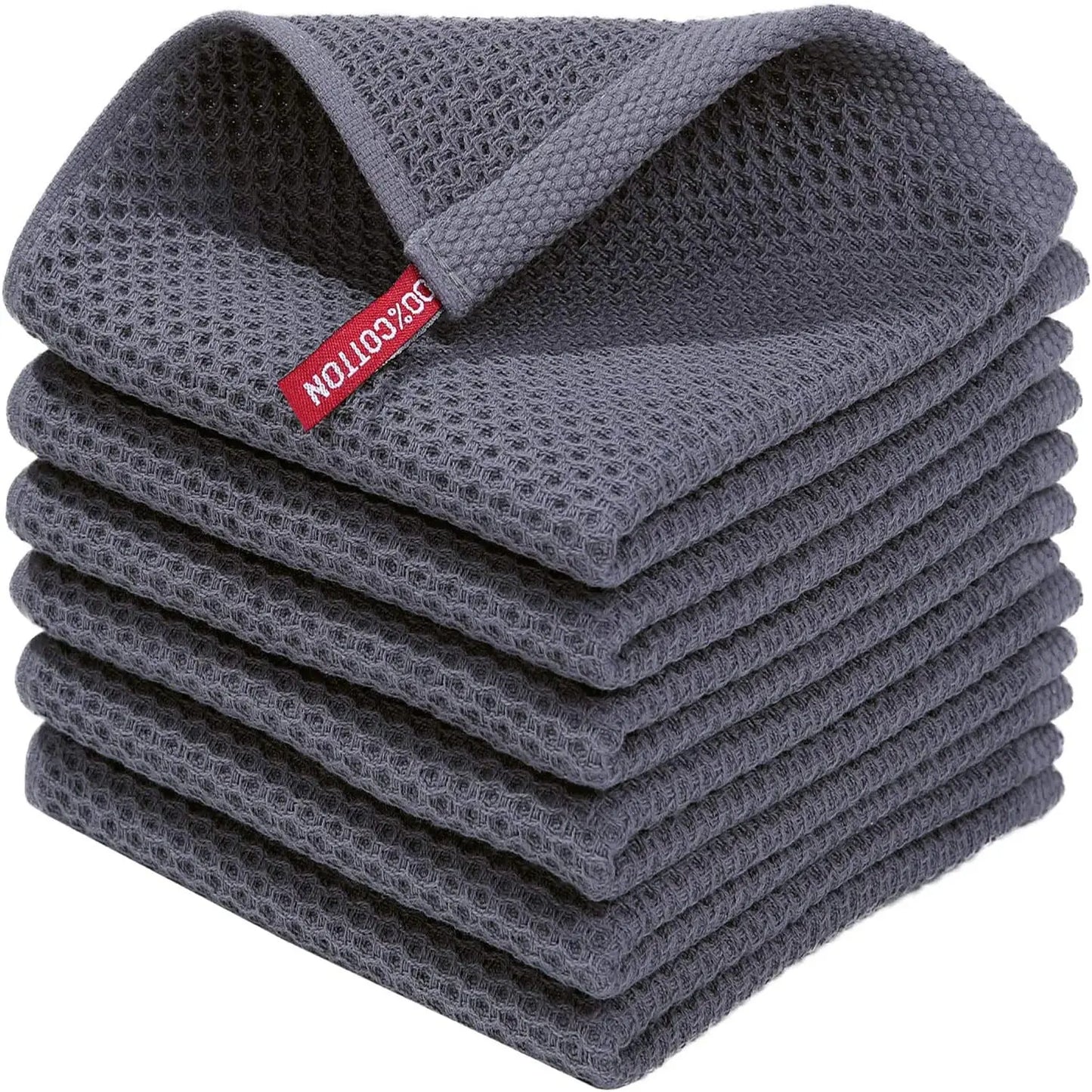 Amazon Hot Sale Pure Cotton Honeycomb Kitchen Square Towel Set Easy Clean Waffle Square With Hook Wholesale