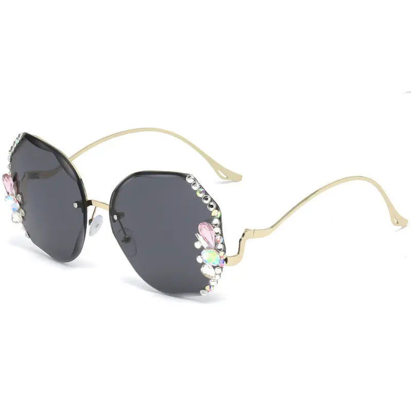 2022 Cross-border Korean Version Of Rhinestone Sunglasses UV Protection Crystal Sunglasses With Diamonds Small Fragrance Glasses Women