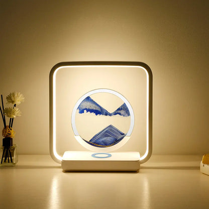 Internet Celebrity Gift Quicksand Lamp LED Desktop Atmosphere Hourglass Night Light 3D Quicksand Painting Mobile Phone Wireless Charging Desk Lamp
