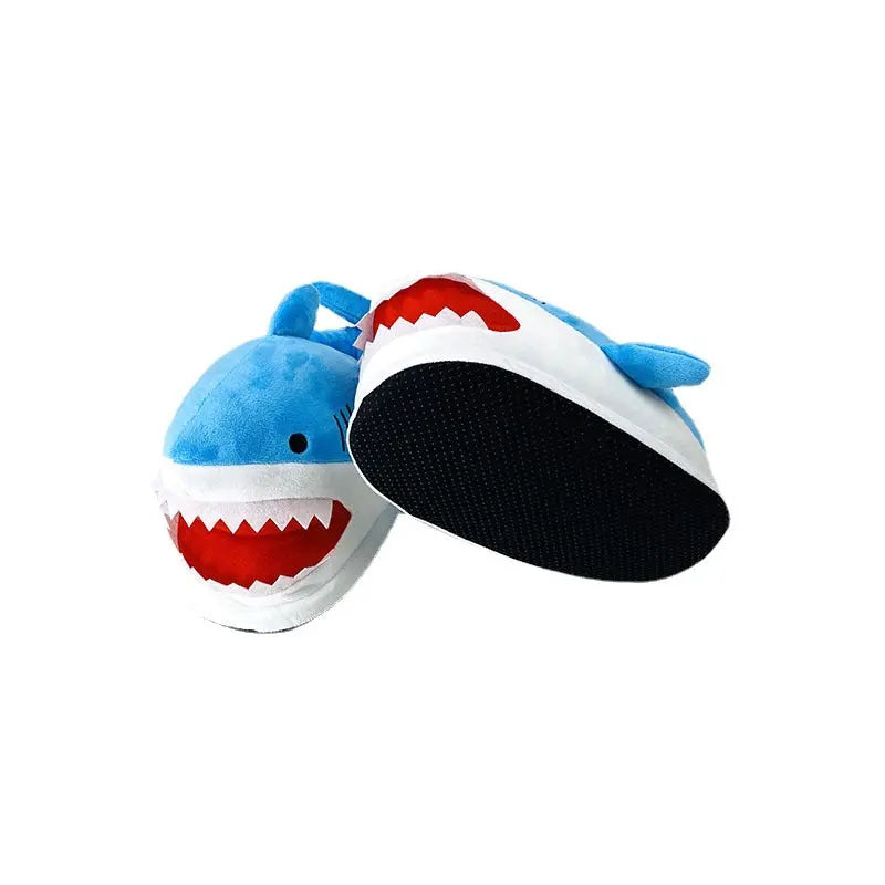 Autumn And Winter Plush Shark Slippers Cute Shark All-inclusive Soft Thick Bottom Dolphin Warm Home Slippers