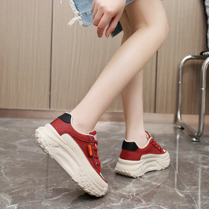 HY906 New Simple Women's Shoes 2023 Autumn Korean Style Breathable Heightened Platform Sports Casual Shoes Board Shoes For Students