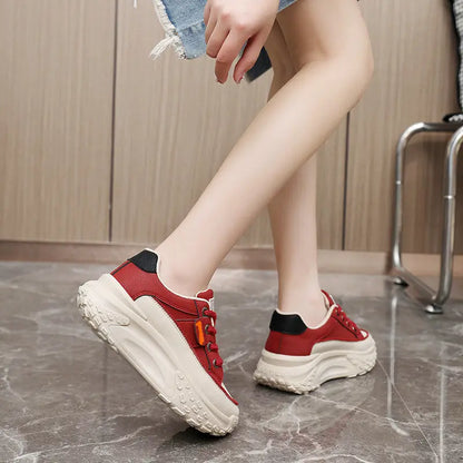 HY906 New Simple Women's Shoes 2023 Autumn Korean Style Breathable Heightened Platform Sports Casual Shoes Board Shoes For Students