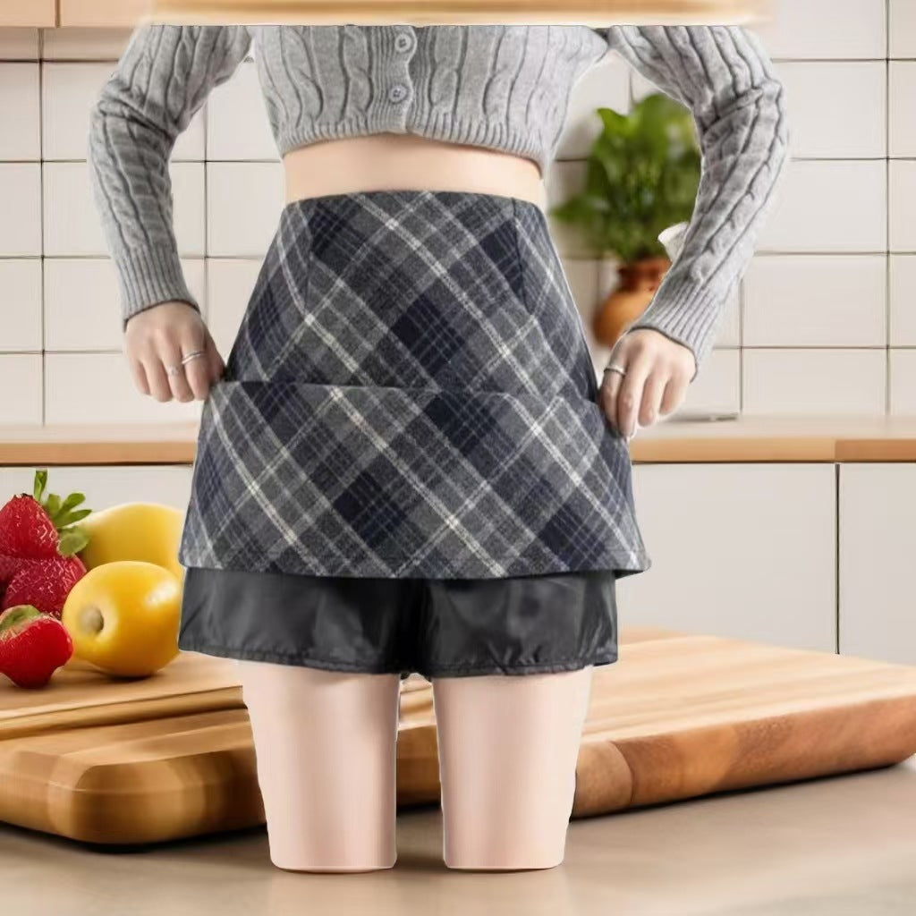 Skirt A- Shaped Short Skirt Plus Size Slight Fat MM Woolen Autumn And Winter Vintage Women's A- Line Plaid Hip Skirt Pear-shaped Body Hot