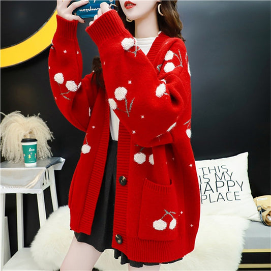 Sweater Women's Autumn And Winter New 2021 Knitted Cardigan Women's Loose Sweet Internet Popular All-match Lazy Style Women's Coat Trendy