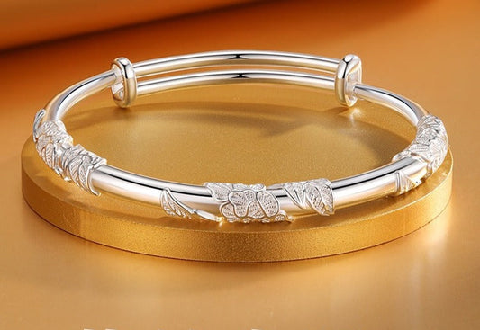 Flowers Genuine Silver 999 Sterling Silver Bracelet Niche Solid Explosion Fashion Bracelet Valentine's Day Gift For Girlfriend