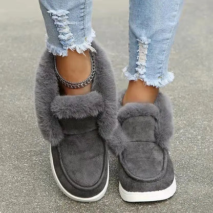 Women's Fluffy Trim Winter Loafer Shoes