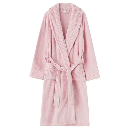 Women/Men Long Section Coral Fleece Plus Velvet Thick Couple Bathrobe