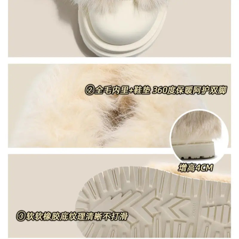 Women's Fluffy Lace-Up Chunky Platform Winter Boots