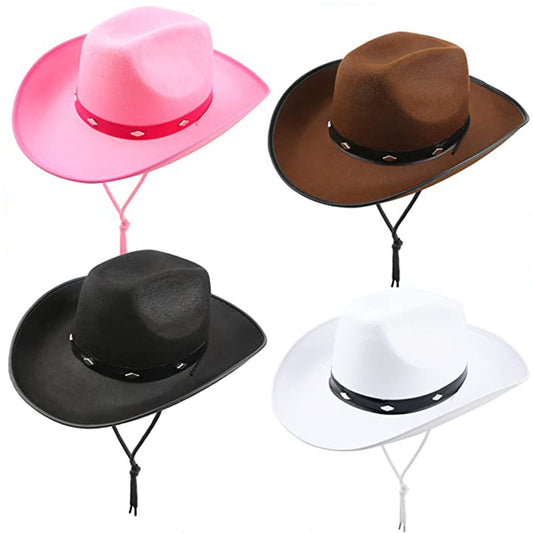 Chapéu de cowboy rosa com rebites Chapéu de cowboy ocidental com rebites Chapéu de feltro rosa