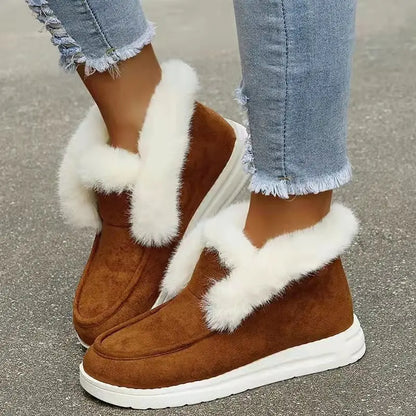 Women's Fluffy Trim Winter Loafer Shoes