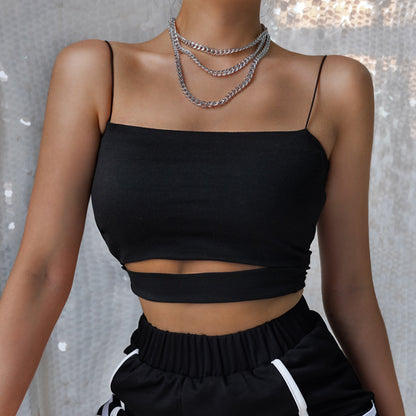2021 Slim Base With Sexy Hollow Suspenders Fashion Vest Top Europe And America AliExpress Women&amp;#039;s Clothing