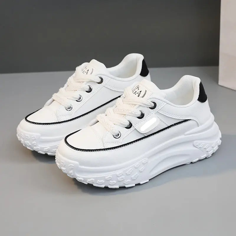 HY906 New Simple Women's Shoes 2023 Autumn Korean Style Breathable Heightened Platform Sports Casual Shoes Board Shoes For Students