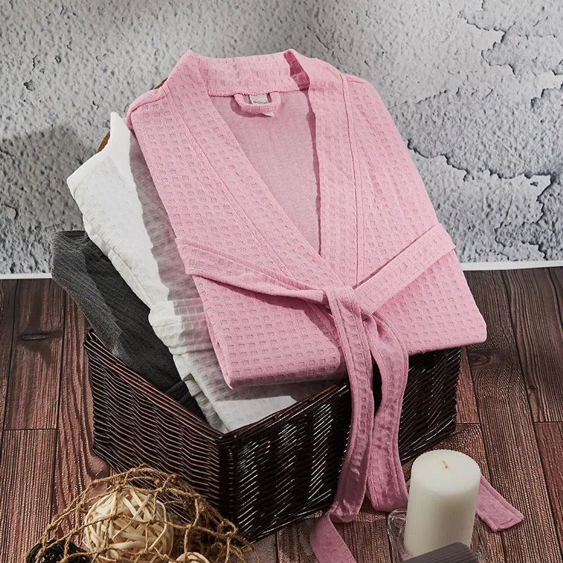 Bathrobe Summer Spring And Autumn Thickened Nightgown Loose Waffle Bathrobe Beauty Salon Hotel Spring And Summer Morning Robe Couple Pajamas