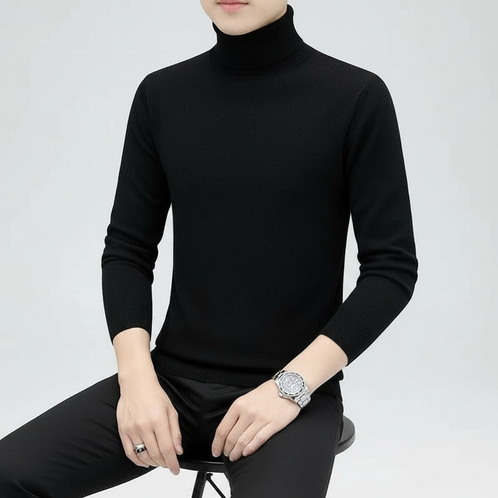 Cross-border Men's Sweater Warm Base Sweater Slim-fit Half-high Collar Korean Style Handsome Pullé Top