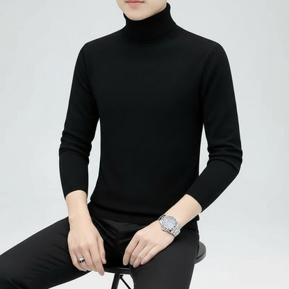 Cross-border Men's Sweater Warm Base Sweater Slim-fit Half-high Collar Korean Style Handsome Pullé Top