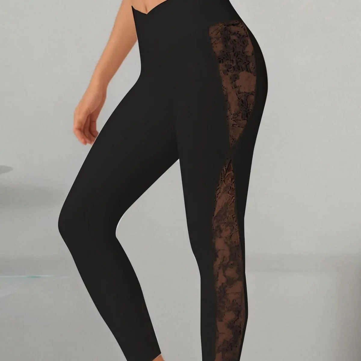 Slim Lace Stitching Yoga Leggings High Waist Cross-border Running Fitness Clothing