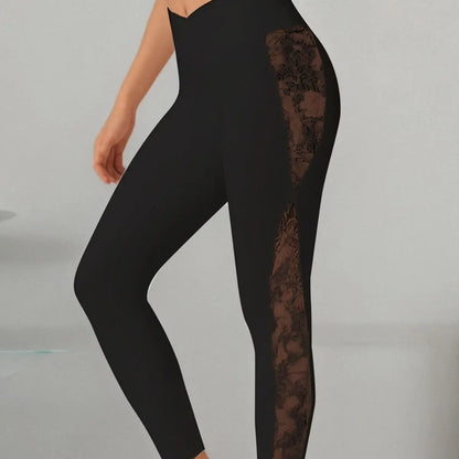 Slim Lace Stitching Yoga Leggings High Waist Cross-border Running Fitness Clothing