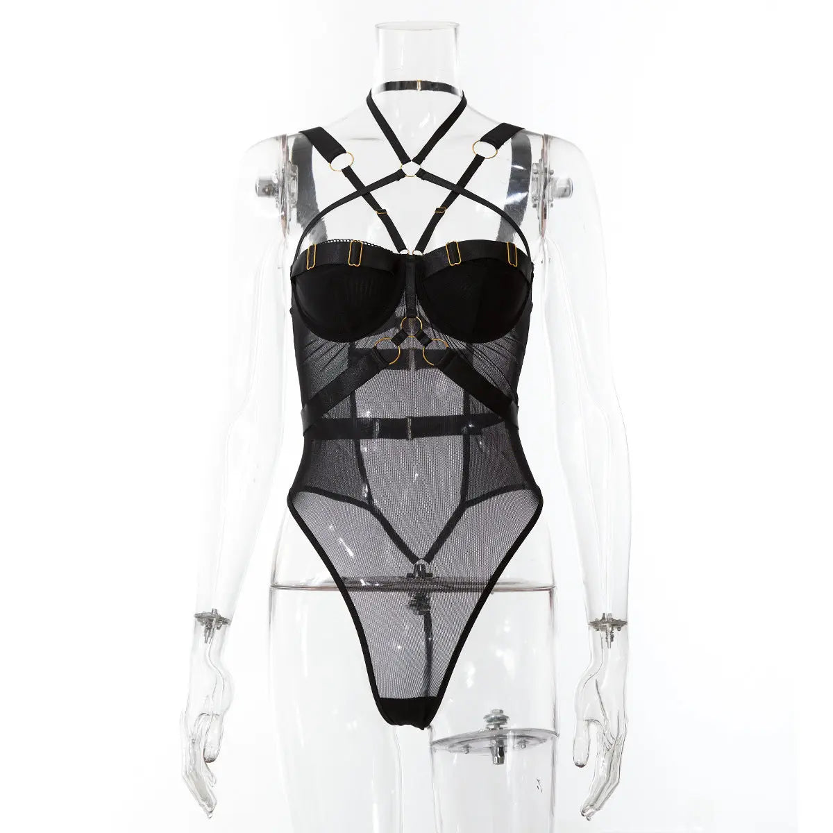Sexy Lingerie Nightclub Hot Girl See-through Mesh Suspenders Pajamas Jumpsuit