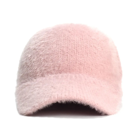Korean Style Autumn And Winter Knitted Peaked Cap Warm All-match Thick Wool Hat Plush Solid Color Sweet Cool Casual Baseball Cap