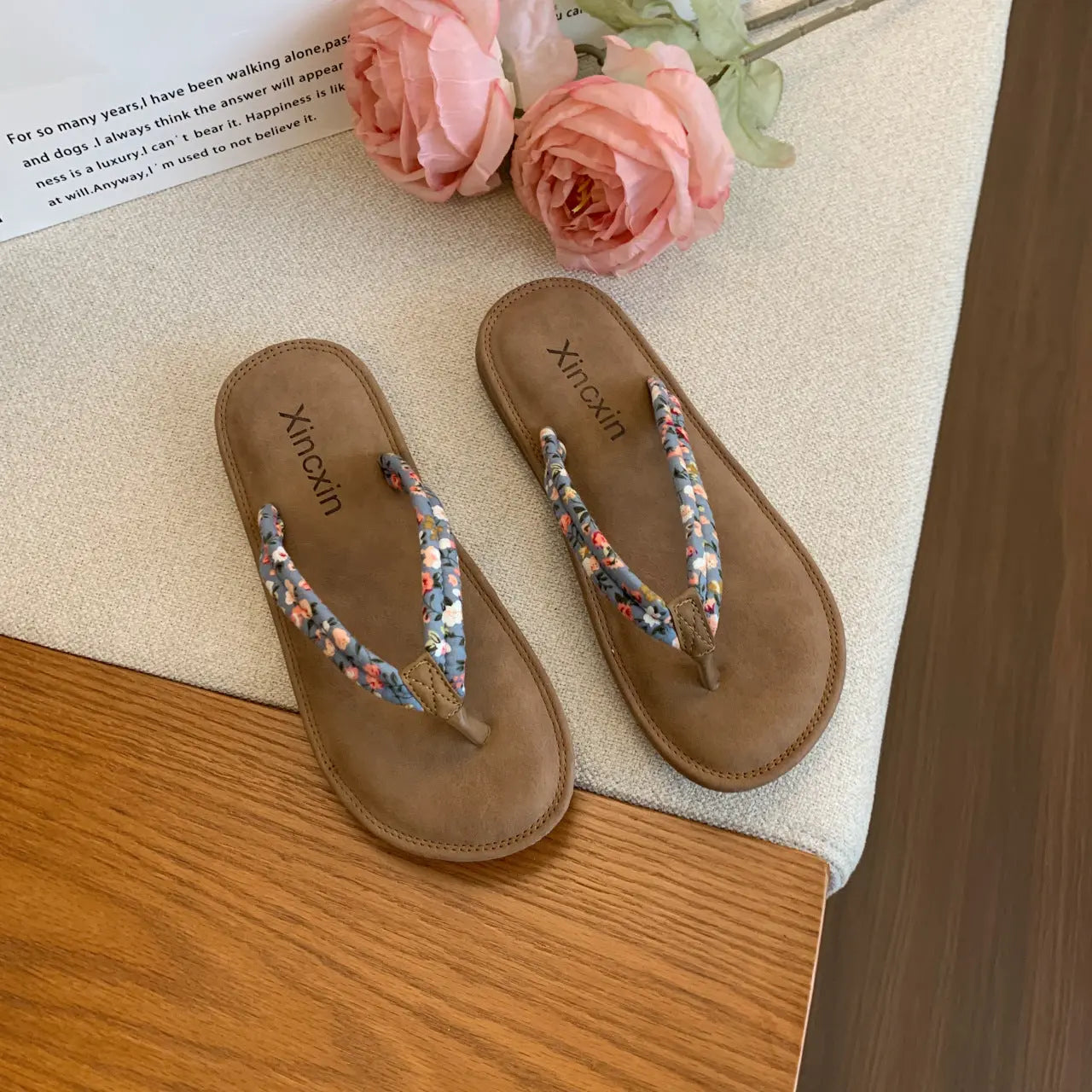 Sandals Flip-flops Women's Summer Outer Wear Flat Holiday Flip-floral Sandals Women's Seaside Sandals