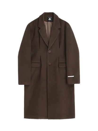 MYQ Woolen Coat Men's Winter Mid-length Knee-length Woolen Coat Korean Style Atmosphere Thickened Warm Coat