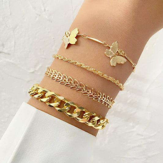European And American Cross-border Jewelry Retro All-match Twist Chain Bracelet Women's Simple Personality Suit Cuban Chain Diamond Bracelet
