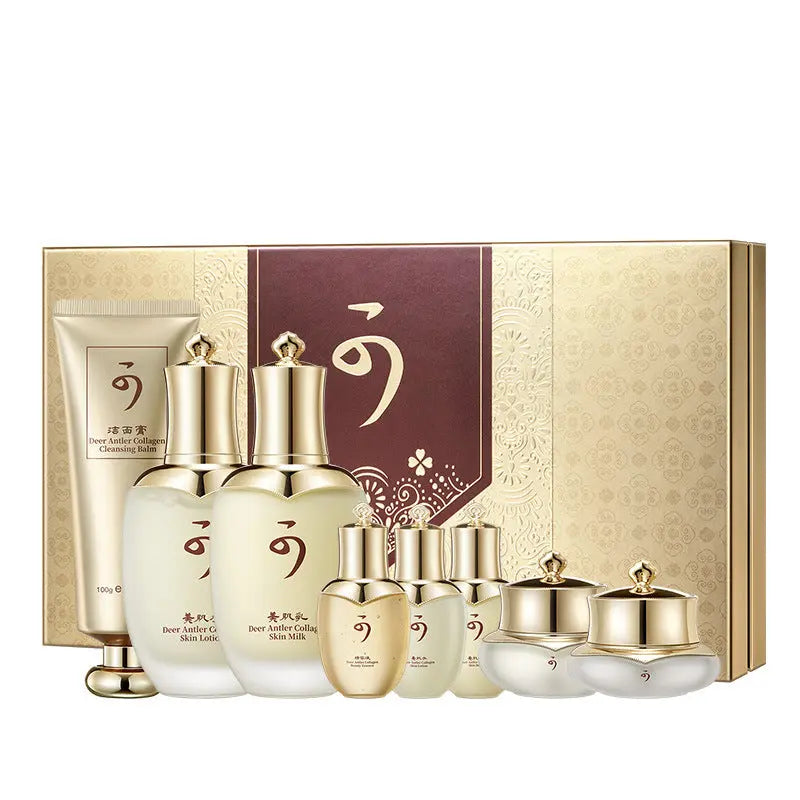 Lanifangke Deer Antler Eight-Piece Gift Box Hydrating And Moisturizing Facial Skin Care Product Set Beauty Salon Physical Store Wholesale