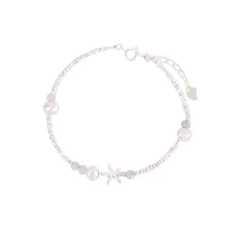 Silver Starfish Shell Bracelet | Pearl Beach Charm Bracelet