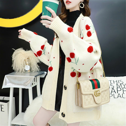Sweater Women's Autumn And Winter New 2021 Knitted Cardigan Women's Loose Sweet Internet Popular All-match Lazy Style Women's Coat Trendy