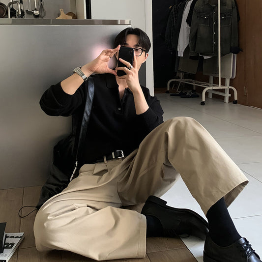New Fashion Korean Trendy Spring And Autumn Pullover Sweater Handsome Casual Loose Old Money Style Knitted Top