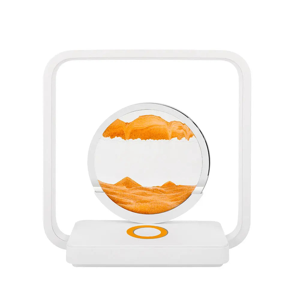 Internet Celebrity Gift Quicksand Lamp LED Desktop Atmosphere Hourglass Night Light 3D Quicksand Painting Mobile Phone Wireless Charging Desk Lamp
