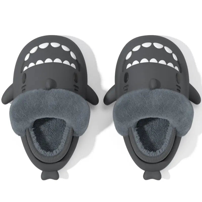 Removable Shark Cotton Slippers For Women, Autumn And Winter Household Non-slip Warm Plus Plush Cotton Slippers For Men, Winter