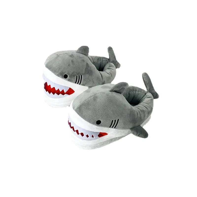 Autumn And Winter Plush Shark Slippers Cute Shark All-inclusive Soft Thick Bottom Dolphin Warm Home Slippers
