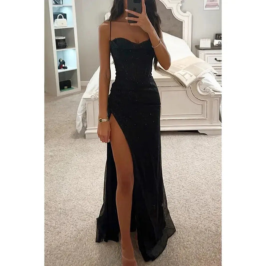 Cross-border Women Fashion Sexy Amazon European And American Temu Hot Dress Long Dress Banquet Evening Dress Dress