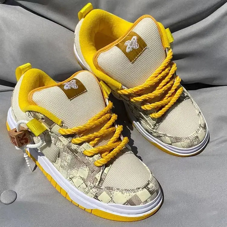 Light Luxury Plus Size Couple's Trendy Internet Famous Casual Men's Shoes Thickened Lemon Yellow Bread Shoes Trendy Board Shoes