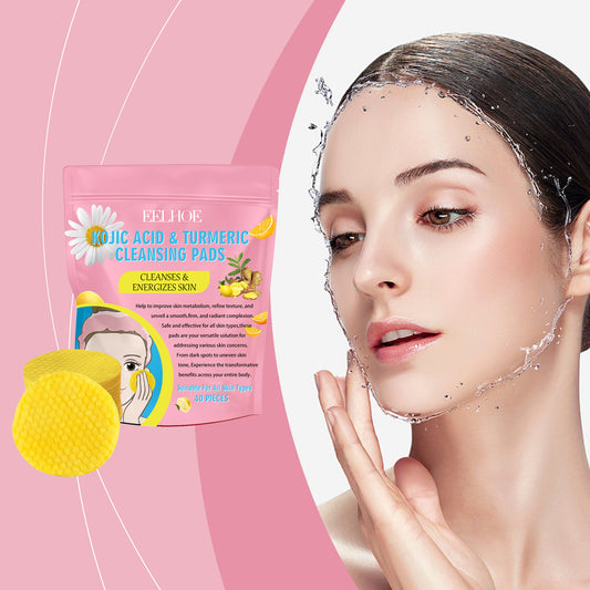 EELHOE Turmeric Kojic Acid Cleansing Pad Gentle Cleansing Skin Care Fades Acne Facial Brightening And Tender Pores