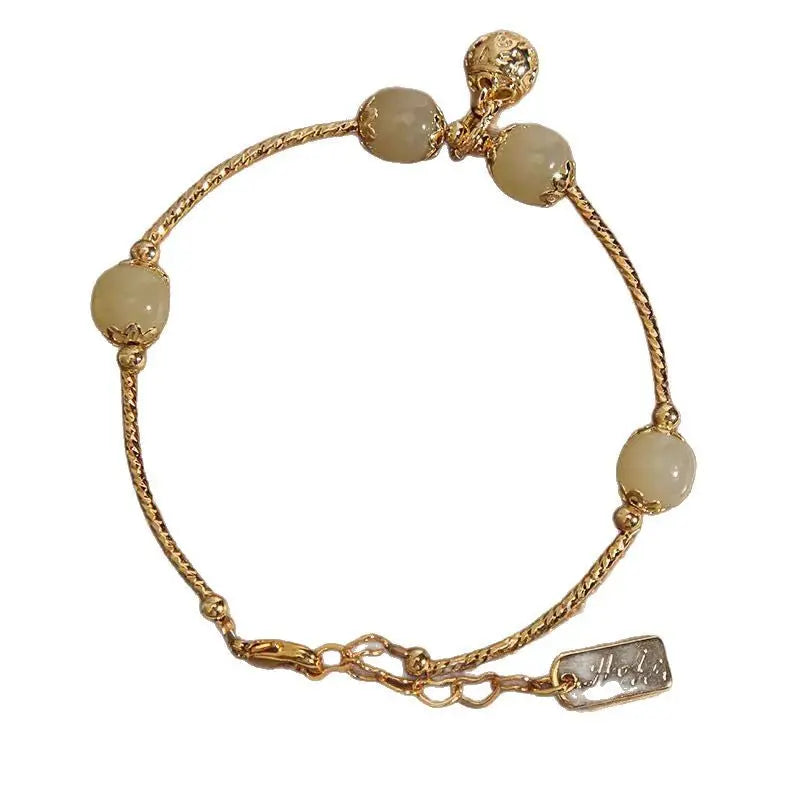 Verdant Harmony Jade Bracelet Natural Stone Gold Charm