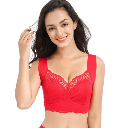 Luxury lace plus-size bra in black, red, beige, and navy blue – elegant, breathable, and supportive for everyday wear.