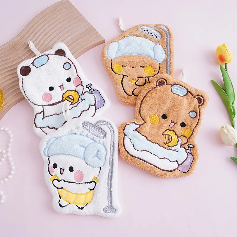 Cute Bath Time Animal Hanging Hand Towel – Soft Absorbent Plush Towel