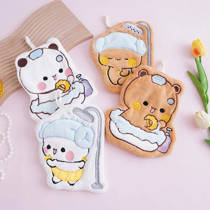 Cute Bath Time Animal Hanging Hand Towel – Soft Absorbent Plush Towel