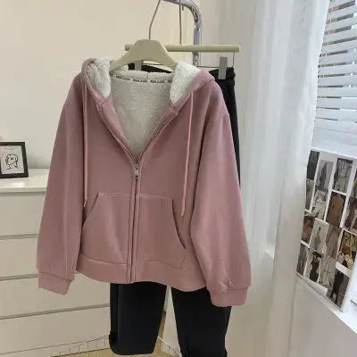 Fleece Hooded Sweater Women's Loose Casual