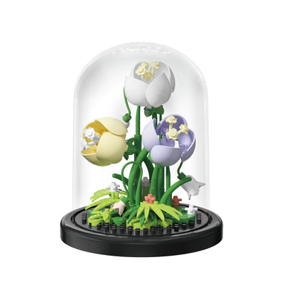 Dust Cover Building Blocks Flower Compatible With Lego Potted Plants Hibiscus Flower Children's Assembled Toys Valentine's Day