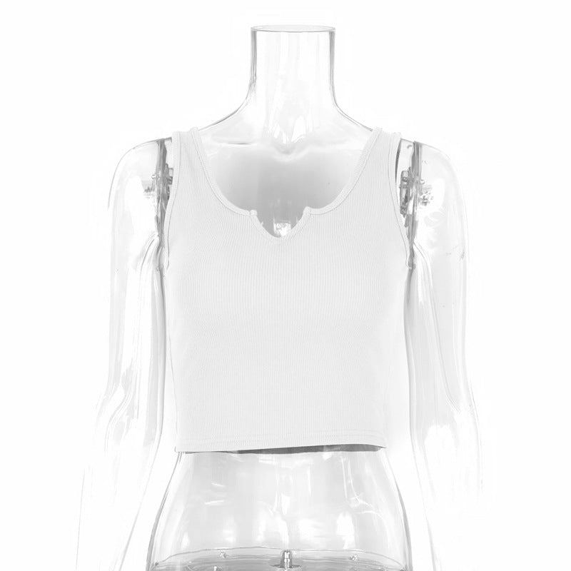 Trendy slim-fit crop camisole vest in apricot, white, coffee, and light grey – sleek, comfortable, and stylish for versatile outfits.