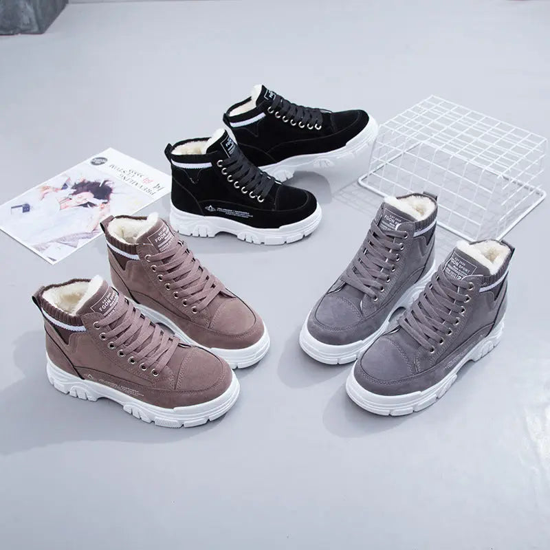 Women's Fleece-Lined Chunky High-Top Trainers