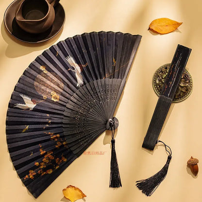 Chinese-Style Vintage Folding Fan For Women, Japanese Retro Small Classical Portable Summer Dance Fan