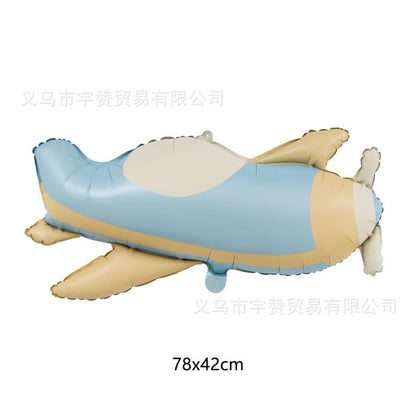 South Korea Ins Style Matte Frosted Police Car Airplane Balloon Children's Birthday Decoration Matte Bear Rainbow Balloon